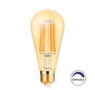 Лампа светодиодная E27 230V ST64 6W 540lm, FILAMENT, янтарно-белый 2200K, диммируемая