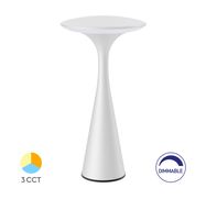 Rechargable table lamp TOWER, 3W, 300lm, IP44, with charging station, 2600mAh, white
