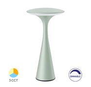 Rechargable table lamp TOWER, 3W, 300lm, IP44, with charging station, 2600mAh, olive green