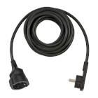 Quality plastic extension cable with flat plug (extension cable flat for indoor use with 5m cable) black