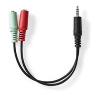 Stereo Audio Cable | 3.5 mm Male | 2x 3.5 mm Female | Nickel Plated | 0.20 m | Round | Anthracite | Box