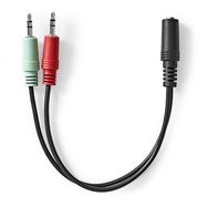 Stereo Audio Cable | 3.5 mm Female | 2x 3.5 mm Male | Nickel Plated | 0.20 m | Round | Black | Box