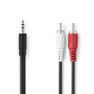 Stereo Audio Cable | 3.5 mm Male | 2x RCA Male | Nickel Plated | 10.0 m | Round | Black | Box