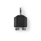 Stereo Audio Adapter | 3.5 mm Male | 2x RCA Female | Nickel Plated | Straight | ABS | Black | 1 pcs | Box