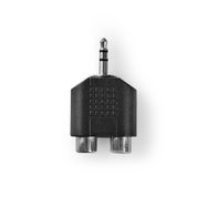 Stereo Audio Adapter | 3.5 mm Male | 2x RCA Female | Nickel Plated | Straight | ABS | Black | 1 pcs | Box