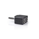 Stereo Audio Adapter | 3.5 mm Male | 2x 3.5 mm Female | Nickel Plated | Straight | ABS | Black | 1 pcs | Box