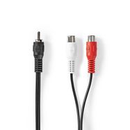 Subwoofer Cable | RCA Male | 2x RCA Female | Nickel Plated | 0.20 m | Round | 5.0 x 2.5 mm | Black | Box