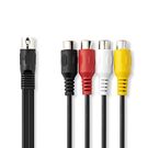 DIN Audio Cable | DIN 5-Pin Male | 4x RCA Female | Nickel Plated | 0.20 m | Round | PVC | Black | Label