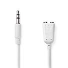 Stereo Audio Cable | 3.5 mm Male | 2x 3.5 mm Female | Nickel Plated | 0.20 m | Round | White | Envelope