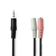 Stereo Audio Cable | 3.5 mm Male | 2x 3.5 mm Female | Nickel Plated | 0.20 m | Round | Black | Envelope