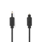 Optical Audio Cable | TosLink Male | Mini-Toslink | 1.00 m | Round | PVC | Black | Envelope