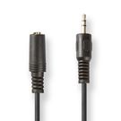 Stereo Audio Cable | 3.5 mm Male | 3.5 mm Female | Nickel Plated | 2.00 m | Round | Black | Tag