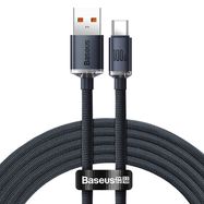 Kabelis USB A kištukas - USB C kištukas 1.2m su QC3.0 100W (netinka iPhone 15 įkrovimui) juodas Crystal Shine BASEUS