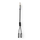 Stereo Audio Cable | 3.5 mm Male | 2x 3.5 mm Female | Gold Plated | 0.20 m | Round | Grey / Gun Metal Grey | Cover Window Box