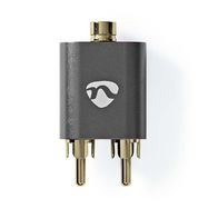 Stereo Audio Adapter | 2x RCA Male | 3.5 mm Female | Gold Plated | Straight | Aluminium | Gun Metal Grey | 1 pcs | Cover Window Box