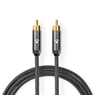 Subwoofer Cable | RCA Male | RCA Male | Gold Plated | 5.00 m | Round | 4.5 mm | Anthracite / Gun Metal Grey | Cover Box