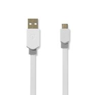 USB Cable | USB 2.0 | USB-A Male | USB Micro-B Male | 480 Mbps | Gold Plated | 1.00 m | Flat | PVC | White | Polybag