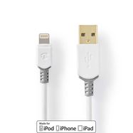Lightning Cable | USB 2.0 | Apple Lightning 8-Pin | USB-A Male | 480 Mbps | Gold Plated | 1.00 m | Round | PVC | Grey / White | Box