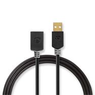 USB Cable | USB 2.0 | USB-A Male | USB-A Female | 480 Mbps | Gold Plated | 3.00 m | Round | PVC | Anthracite | Box