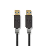 USB Cable | USB 3.2 Gen 1 | USB-A Male | USB-A Male | 5 Gbps | Gold Plated | 2.00 m | Round | PVC | Anthracite | Box