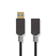 USB Cable | USB 3.2 Gen 1 | USB-A Male | USB-A Female | 5 Gbps | Gold Plated | 2.00 m | Round | PVC | Anthracite | Box