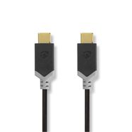 USB Cable | USB 3.2 Gen 1 | USB-C™ Male | USB-C™ Male | 60 W | 4K@60Hz | 5 Gbps | Nickel Plated | 1.00 m | Round | PVC | Anthracite | Window Box