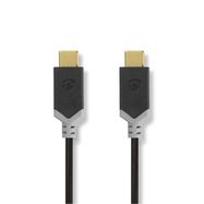 USB Cable | USB 3.2 Gen 1 | USB-C™ Male | USB-C™ Male | 60 W | 4K@60Hz | 5 Gbps | Gold Plated | 2.00 m | Round | PVC | Black | Box