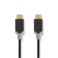USB Cable | USB 3.2 Gen 1 | USB-C™ Male | USB-C™ Male | 60 W | 4K@60Hz | 5 Gbps | Gold Plated | 2.00 m | Round | PVC | Black | Box