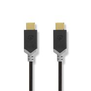 USB Cable | USB 3.2 Gen 2 | USB-C™ Male | USB-C™ Male | 100 W | 10 Gbps | Gold Plated | 1.00 m | Round | PVC | Anthracite | Window Box