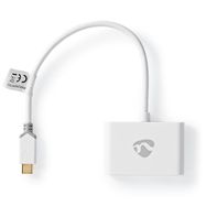 USB Multi-Port Adapter | 2-in-1 | USB 3.1 Gen1 | USB-C™ Male | 2x USB-A | 1000 Mbps | 0.20 m | Round | Gold Plated | PVC | White | Window Box