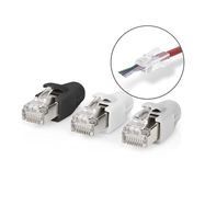 RJ45 Connector | RJ45 Pass Through | Solid/Stranded FTP CAT6a | Straight | Gold Plated | 10 pcs | PVC | Black / Grey / White | Box