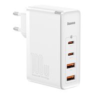 Настенное быстрое зарядное устройство GaN2 Pro 100W 2xUSB + 2xUSB-C QC4+ PD3.0 с кабелем USB-C, белый