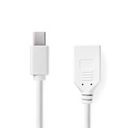 Mini DisplayPort Cable | DisplayPort 1.2 | Mini DisplayPort Male | DisplayPort Female | 21.6 Gbps | Nickel Plated | 0.20 m | Round | PVC | White | Box