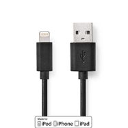 Lightning Cable | USB 2.0 | Apple Lightning 8-Pin | USB-A Male | 480 Mbps | Nickel Plated | 2.00 m | Round | PVC | Black | Box