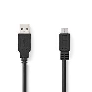USB Cable | USB 2.0 | USB-A Male | USB Micro-B Male | 480 Mbps | Nickel Plated | 3.00 m | Round | PVC | Black | Box