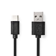 USB Cable | USB 2.0 | USB-C™ Male | USB-A Male | 15 W | 480 Mbps | Nickel Plated | 2.00 m | Round | PVC | Black | Box