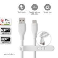 USB Cable | USB 2.0 | USB-A Male | USB-C™ Male | 15 W | 480 Mbps | Nickel Plated | 1.50 m | Round | Silicone | White | Box