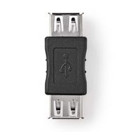 USB-A Adapter | USB 2.0 | USB-A Female | USB-A Female | 480 Mbps | Round | Nickel Plated | PVC | Black | Box