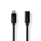 USB Cable | USB 3.2 Gen 1 | USB-C™ Male | USB-C™ Female | 4K@60Hz | 5 Gbps | Nickel Plated | 2.00 m | Round | PVC | Black | Box