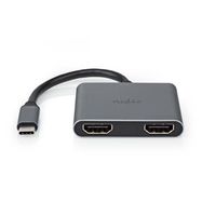 USB-C™ Adapter | USB 3.2 Gen 1 | USB-C™ Male | 2x HDMI™ | 4K@30Hz | 0.10 m | Round | Nickel Plated | PVC | Black | Box