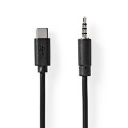 USB-C™ Adapter | USB 2.0 | USB-C™ Male | 3.5 mm Male | 1.00 m | Round | Nickel Plated | PVC | Black | Box