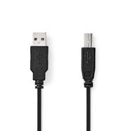 USB Cable | USB 2.0 | USB-A Male | USB-B Male | 10 W | 480 Mbps | Nickel Plated | 3.00 m | Round | PVC | Black | Label
