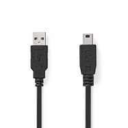 USB Cable | USB 2.0 | USB-A Male | USB Mini-B 5 pin Male | 480 Mbps | Nickel Plated | 5.00 m | Round | PVC | Black | Label