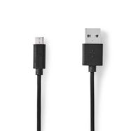 USB Cable | USB 2.0 | USB-A Male | USB Micro-B Male | 10 W | 480 Mbps | Nickel Plated | 1.00 m | Round | PVC | Black | Label