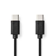 USB Cable | USB 2.0 | USB-C™ Male | USB-C™ Male | 60 W | 480 Mbps | Nickel Plated | 1.00 m | Round | PVC | Black | Label