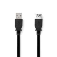 USB Cable | USB 3.2 Gen 1 | USB-A Male | USB-A Female | 5 Gbps | Nickel Plated | 3.00 m | Round | PVC | Black | Label