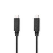 USB Cable | USB 3.2 Gen 2 | USB-C™ Male | USB-C™ Male | 240 W | 8K@30Hz | 20 Gbps | Nickel Plated | 1.00 m | Round | PVC | Black | Label