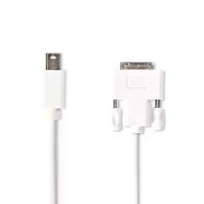 Mini DisplayPort Cable | DisplayPort 1.2 | Mini DisplayPort Male | DVI-D 24+1-Pin Male | 21.6 Gbps | Nickel Plated | 2.00 m | Round | PVC | White | Envelope
