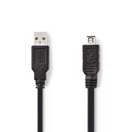 USB Cable | USB 2.0 | USB-A Male | Mini 4-Pin Male | 480 Mbps | Nickel Plated | 2.00 m | Round | PVC | Black | Polybag