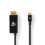 USB-C™ Adapter | USB 3.2 Gen 1 | USB-C™ Male | DisplayPort Male / USB-C™ Female | 8K@30Hz | 2.00 m | Round | Nickel Plated | PVC | Black | Envelope
